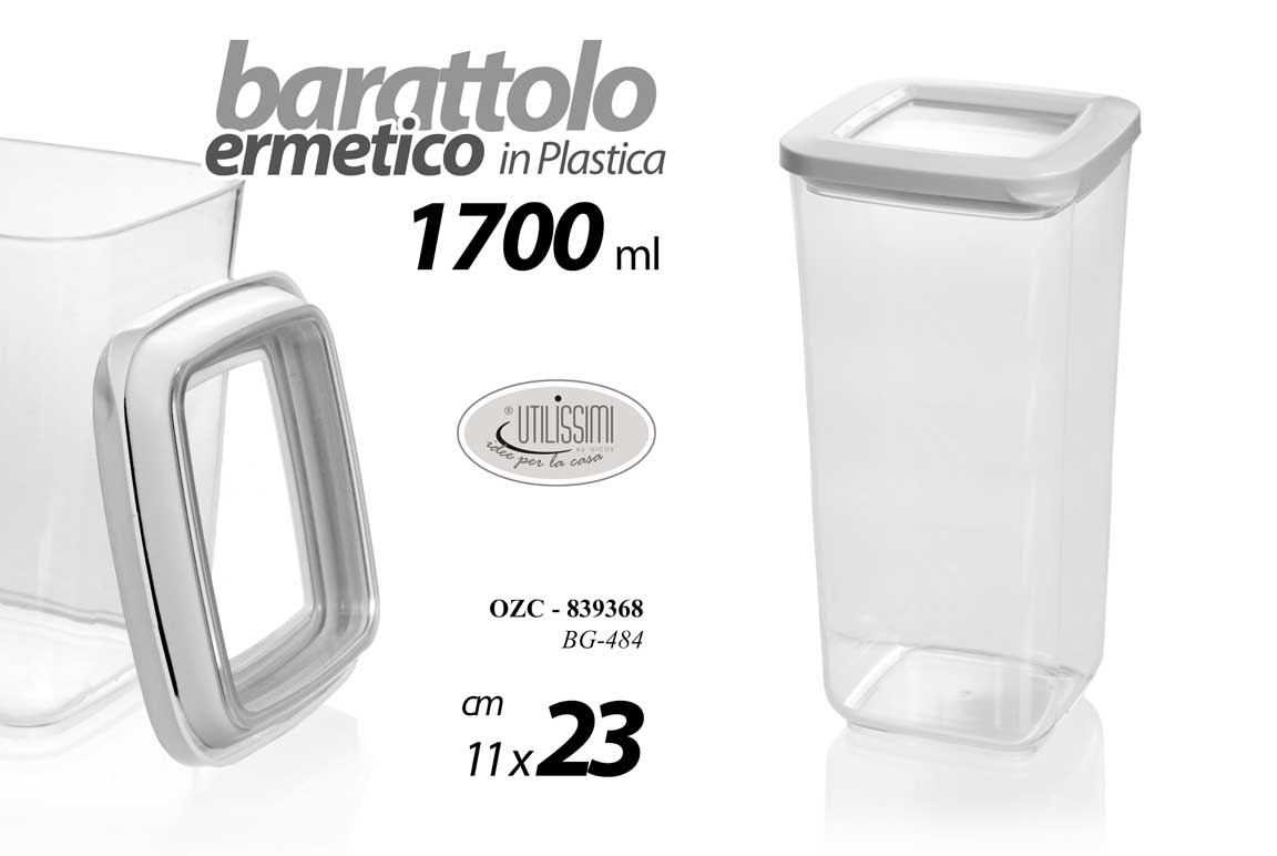 8025569839368 BARATTOLO ACRILICO TONDO FRIGO PASTA CEREALI CUCINA MULTIUSO 1700ML 11*23 CM - immagine 1