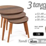 SET TRIS TAVOLINI TAVOLO MODERNI NORDICO PIEDI LEGNO SALOTTO MODERNO Ø53-39-30