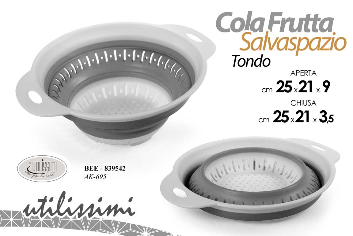 8025569839542 COLINO Setaccio COLA FRUTTA SALVASPAZIO CHIUDIBILE SCOLA PASTA PLASTICA 25cm - immagine 1