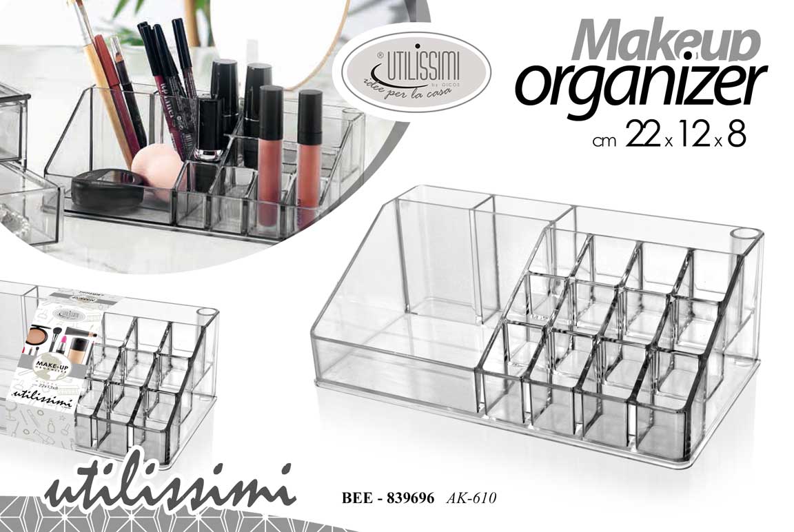 8025569839696 Organizer makeup 16 vani porta rossetti pennelli smalti acrilico ass 22x12 cm - immagine 1