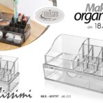 Organizer makeup con cassetto porta trucchi pennelli rossetti acrilico ass 18x10