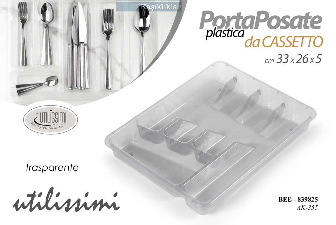 8025569839825 Porta posate organizer cassetto cucina organizzatore vassoio plastica ass 33x26 - immagine 1