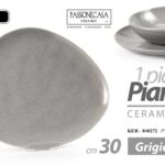 Piatto piano tondo ceramica grigio marmo design moderno cucina tavola 30 cm