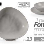 Piatto fondo ceramica grigio design moderno cucina tavola elegante chic 23 cm