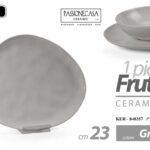 Piatto frutta dolce dessert ceramica grigio moderno cucina tavola elegante 23 cm