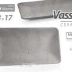 Vassoio portata piatto ceramica grigio marmo moderno tavola elegante 33x17 cm