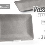Vassoio portata piatto ceramica grigio marmo moderno tavola elegante 31*21 cm