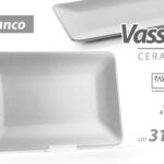 Vassoio piatto rettangolare ceramica bianco moderno cucina tavola elegante 31*21