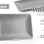 Vassoio piatto rettangolare ceramica grigio moderno cucina tavola elegante 31*21