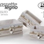 3 CASSETTE CUORE RIVESTIMENTO TESSUTO CASETTINA LEGNO CASA NEGOZIO 28/24/20 cm