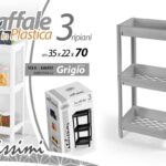 SCAFFALE MOBILE PORTAOGGETTI 3 RIPIANI CUCINA BAGNO INGRESSO GRIGIO 70*36*23 cm