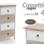 CASSETTIERA SLIM SALVASPAZIO 4 CASSETTI LEGNO MODERNO BIANCO ROVERE h73*40*29 CM