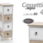 CASSETTIERA SLIM SALVASPAZIO 4 CASSETTI COMODINO LEGNO MODERNO ROVERE h80*26*32
