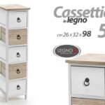 CASSETTIERA 5 CASSETTI SLIM SALVASPAZIO COMODINO LEGNO MODERNO ROVERE h98*26*32