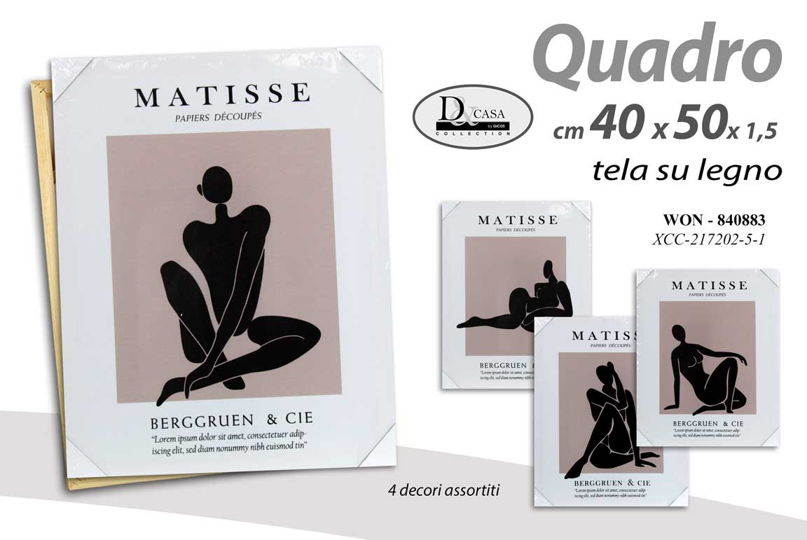 8025569840883 QUADRO PARETE TELA STAMPA LEGNO CASA UFFICIO NEGOZIO MATISSE CORPO DANZA 40*50cm - immagine 1