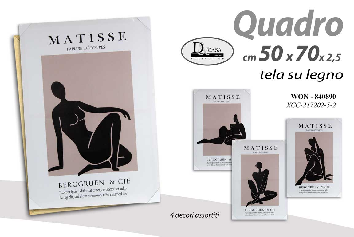 8025569840890 QUADRO ARTISTICO STAMPA SU TELA Canvas MATISSE ASSORTITI CLASSICO MODERNO 50*70 - immagine 1