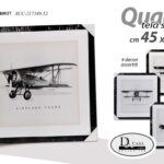 QUADRO STAMPA SU TELA Canvas Biplano AEREO VINTAGE BIANCO E NERO ASSOR 45*45 CM