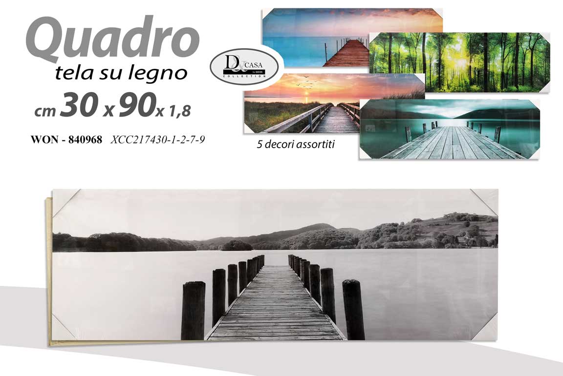 8025569840968 QUADRO STAMPA SU TELA Canvas LEGNO PAESAGGI LAGO MARE MODERNO COLOR ASSOR 30*90 - immagine 1