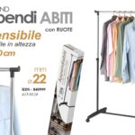 STAND APPENDIABITI ESTENSIBILE CON RUOTE SALVASPAZIO STENDER STENDINO 95-160 CM