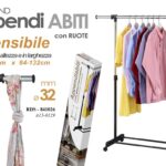STAND APPENDIABITI RUOTE + ALTEZZA + LARGHEZZA SALVASPAZIO STENDER Ø32MM 170-100