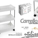 CARRELLO SLIM CASA UFFICIO PARRUCCHIERE ESTETISTA 3 RIPIANI RUOTE 60*40*22 cm