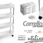 CARRELLO ALTO SLIM CASA UFFICIO PARRUCCHIERE ESTETISTA 4 RIPIANI RUOTE 86*40*13