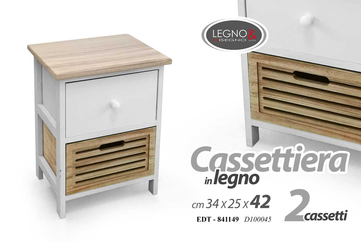 8025569841149 CASSETTIERA COMODINO SLIM SALVASPAZIO 2 CASSETTI BIANCA CUCINA BAGNO 42*34*25 cm - immagine 1