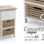 CASSETTIERA COMODINO SLIM SALVASPAZIO 3 CASSETTI BIANCA CUCINA BAGNO 62*34*25 cm