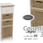 CASSETTIERA 4 CASSETTI ANTA MOBILETTO SLIM SALVASPAZIO BIANCA MARRONE 95*34*25cm