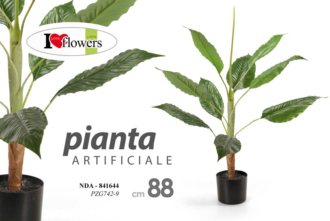8025569841644 PIANTA 88 cm ARTIFICIALE CON VASO PIANTINA FINTA FIORI FOGLIA VERDE DECORAZIONE - immagine 1