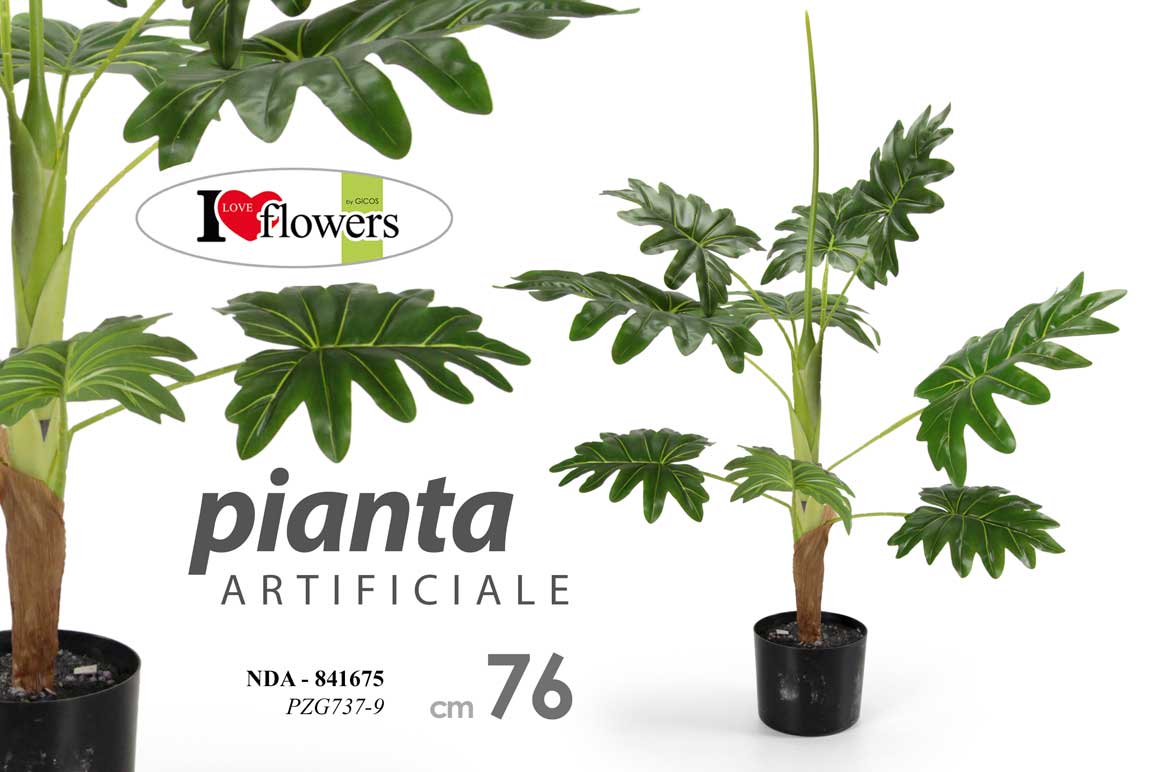 8025569841675 PIANTA 76 cm ARTIFICIALE CON VASO PIANTINA FINTA FIORI FOGLIA VERDE DECORAZIONE - immagine 1