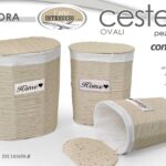 SET 3 CESTE VIMINI Portabiancheria BAGNO SALOTTO Contenitor OVALE BEIGE 54/49/44