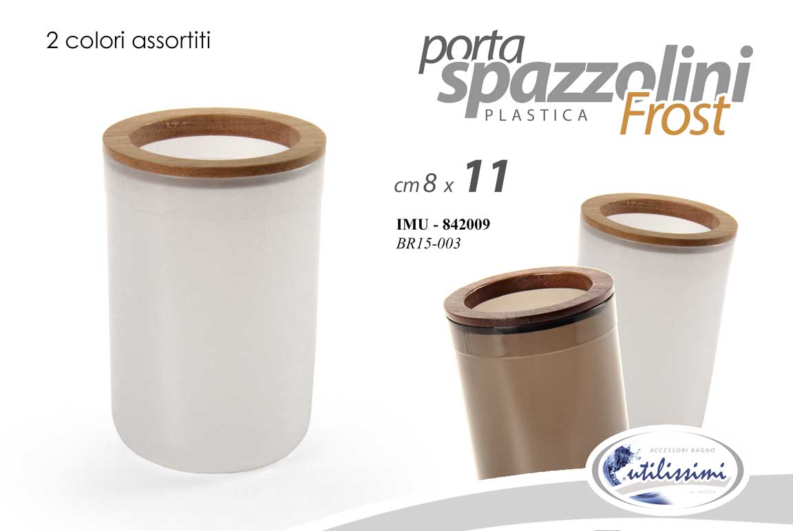 8025569842009 BICCHIERE Porta spazzolino APPOGGIO BAGNO PETTINE SPAZZOLA FROST MODERNO 11*8 cm - immagine 1