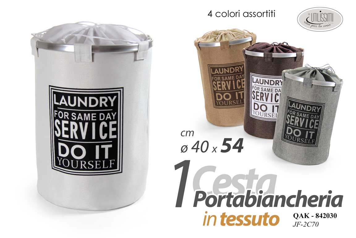 8025569842030 SACCO Cesta PORTA BIANCHERIA IN TESSUTO MULTIUSO BAGNO SACCA LAVANDERIA 54*40 cm - immagine 1