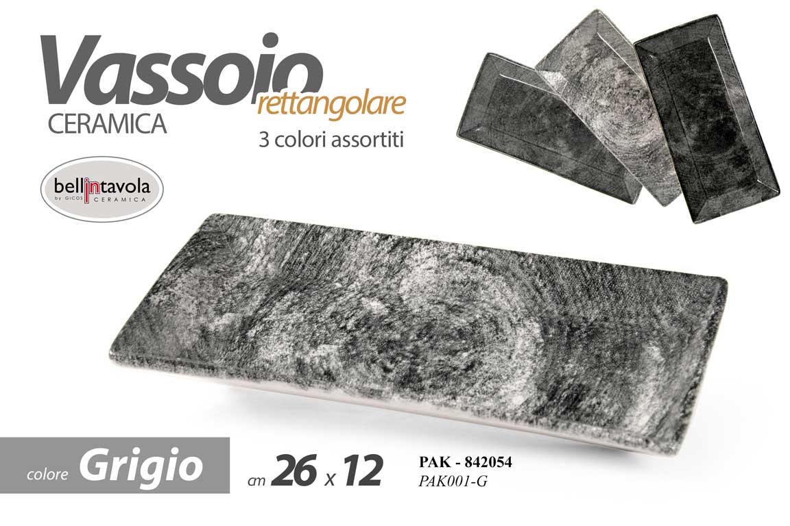 8025569842054 Vassoio piatto buffet antipasti finger food moderno grigio ceramica ass 26x12 cm - immagine 1