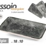 Vassoio piatto buffet antipasti finger food moderno ceramica grigio ass 18x10 cm