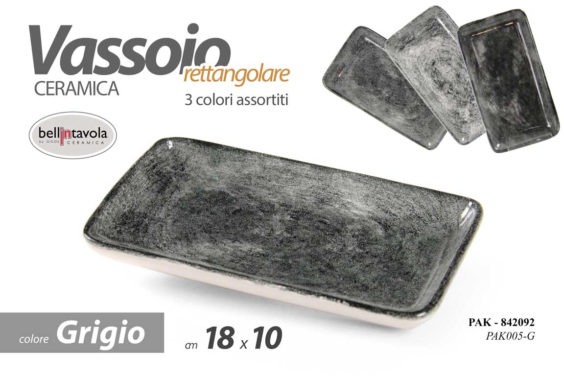8025569842092 Vassoio piatto buffet antipasti finger food moderno ceramica grigio ass 18x10 cm - immagine 1