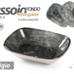 Vassoio piatto fondo buffet antipasti finger food moderno ceramica grigio 14*10