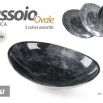 Vassoio piatto ovale buffet antipasti finger food moderno ceramica blu ass 17*12