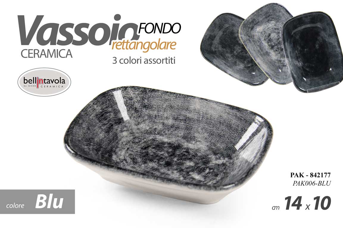 8025569842177 Vassoio piatto fondo buffet antipasti finger food moderno ceramica blu ass 14*10 - immagine 1
