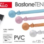 ASTA BASTONE TENDA REGOLABILE METALLO ANELLI MODERNO SFERA COL KIT FISS 120-220