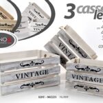 3 CASSETTE CONTENITORI PORTA OGGETTI ARREDO CASA VETRINA CUCINA BAGNO 48/40/32cm