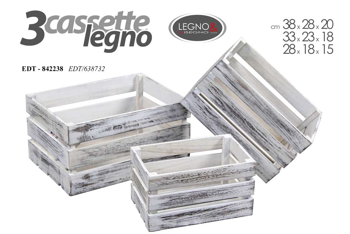 8025569842238 3 CASSETTE LEGNO ANTICATE CASSETTA PORTAOGGETTI CONTENITORE CASA NEGOZI 38-33-28 - immagine 1