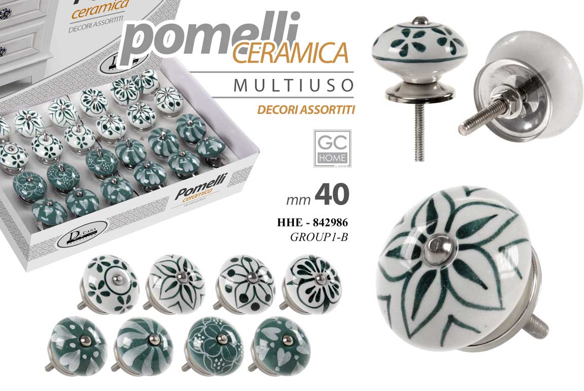8025569842986 POMELLO CERAMICA MOBILE CASSETTIERA TONDO UNIVERSALE ASSORTITO 0,40CM - immagine 1