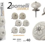 SET 2 PEZZI POMELLO CERAMICA MOBILE CASSETTIERA TONDO UNIVERSALE COLOR ASSORTITO