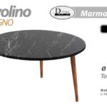 TAVOLO TAVOLINO TONDO CAFFè SALOTTO MODERNO PIEDI LEGNO COLORE NERO MARMO Ø75