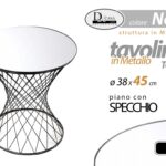 TAVOLO TAVOLINO CAFFè PIANO SPECCHIO TELAIO METALLO SALOTTO MODERNO Ø38*45