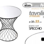 TAVOLINO SPECCHIO TAVOLO DIVANO CAFFè TELAIO METALLO SALOTTO MODERNO Ø38*55 cm