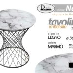 TAVOLINO MARMO TAVOLO CAFFè DIVANO METALLO SALOTTO INGRESSO MODERNO Ø38*55 cm