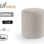 POUF MODERNO VELLUTO CREMA CILINDRICO SGABELLO POGGIAPIEDI TONDO POUFF 40*40